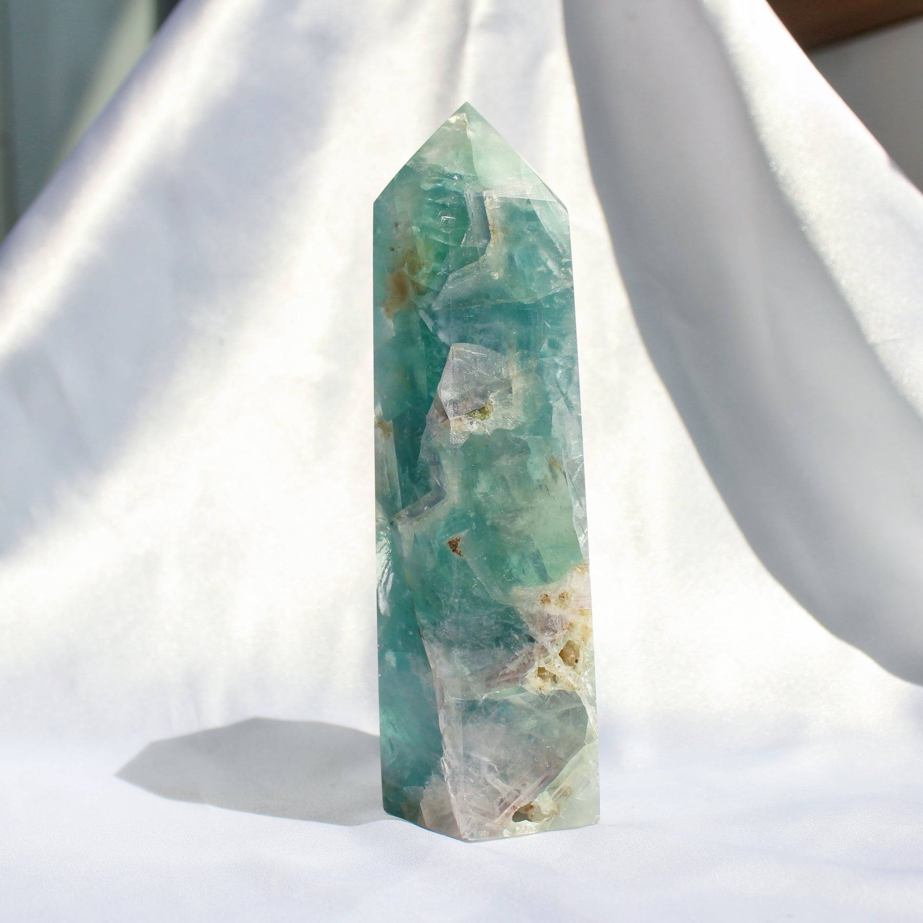 High Quality Green Fluorite Tower